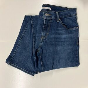 Levi's 505 Women's Straight Leg Mid Rise Jeans Size 28 Dark Blue Wash